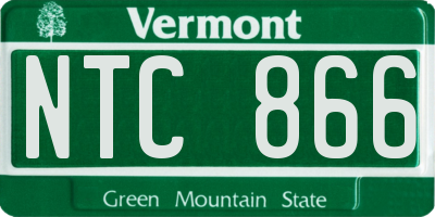 VT license plate NTC866