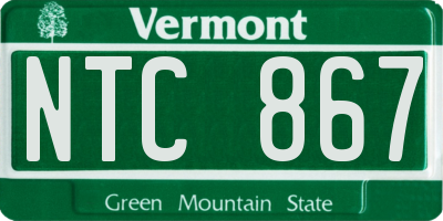 VT license plate NTC867