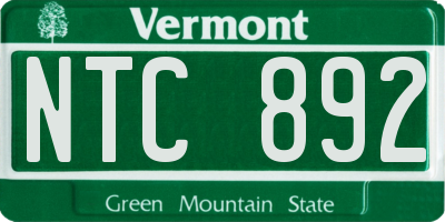 VT license plate NTC892