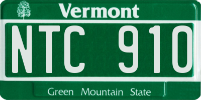 VT license plate NTC910