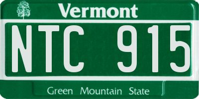 VT license plate NTC915