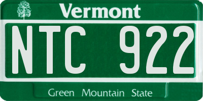 VT license plate NTC922