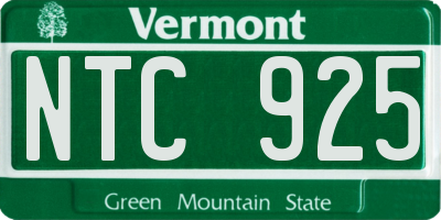VT license plate NTC925