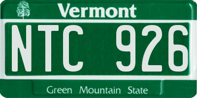 VT license plate NTC926
