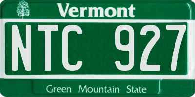 VT license plate NTC927