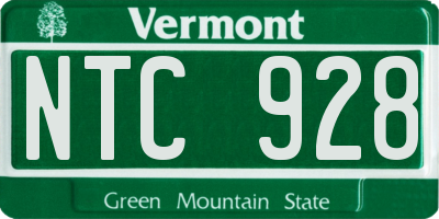VT license plate NTC928