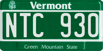 VT license plate NTC930