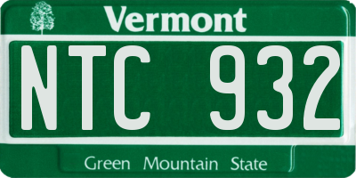 VT license plate NTC932