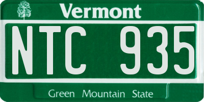 VT license plate NTC935
