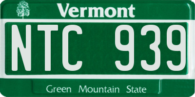 VT license plate NTC939
