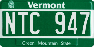 VT license plate NTC947
