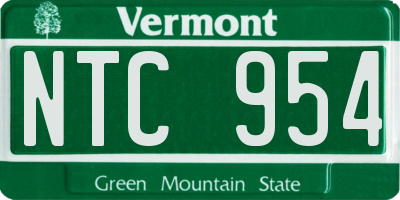 VT license plate NTC954