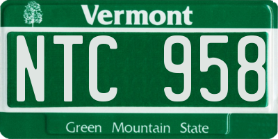 VT license plate NTC958