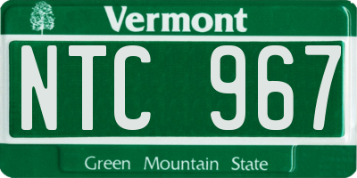VT license plate NTC967