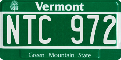 VT license plate NTC972