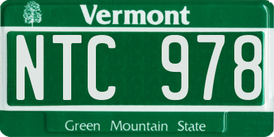 VT license plate NTC978