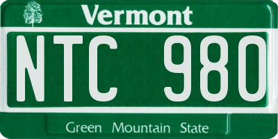 VT license plate NTC980