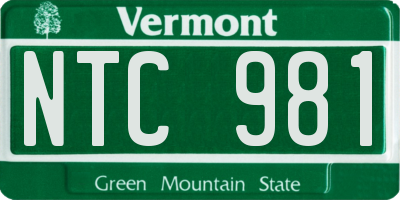 VT license plate NTC981