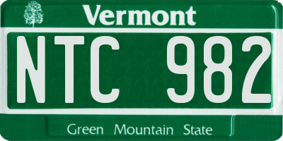 VT license plate NTC982