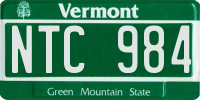 VT license plate NTC984