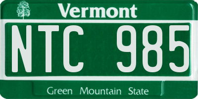 VT license plate NTC985
