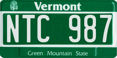 VT license plate NTC987