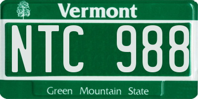 VT license plate NTC988