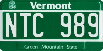 VT license plate NTC989