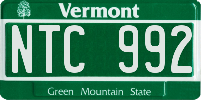 VT license plate NTC992