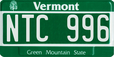 VT license plate NTC996