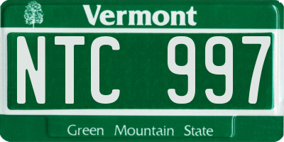 VT license plate NTC997