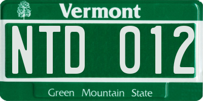 VT license plate NTD012