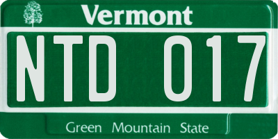 VT license plate NTD017