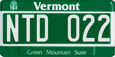 VT license plate NTD022