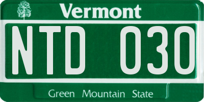 VT license plate NTD030