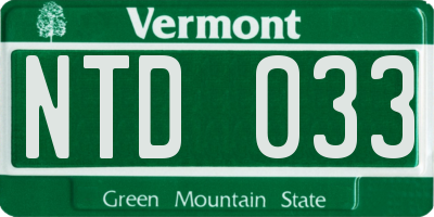 VT license plate NTD033