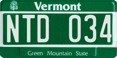 VT license plate NTD034