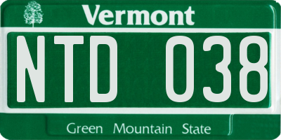 VT license plate NTD038