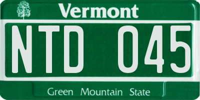 VT license plate NTD045