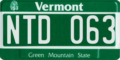 VT license plate NTD063