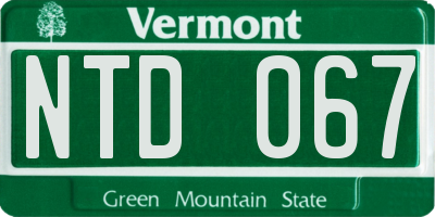 VT license plate NTD067