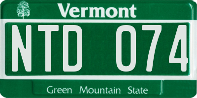 VT license plate NTD074