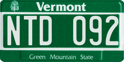 VT license plate NTD092
