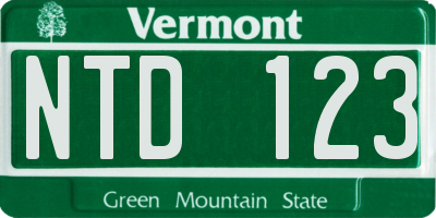 VT license plate NTD123