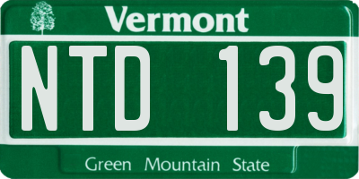 VT license plate NTD139