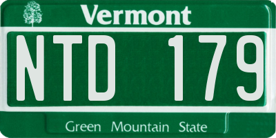 VT license plate NTD179