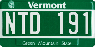VT license plate NTD191