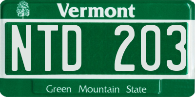 VT license plate NTD203