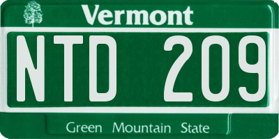 VT license plate NTD209