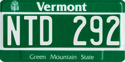 VT license plate NTD292